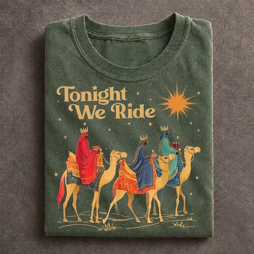 Retro Tonight We Ride Christmas Christian Quote T-shirt